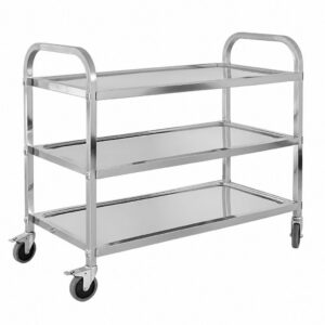 KitchenKnock Large Stainless Steel 3 Tier Serving Trolley 950 × 500 × 950mm