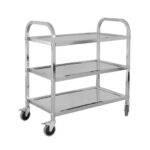 KitchenKnock Small Stainless Steel 3 Tier Serving Trolley 750 × 400 × 835mm