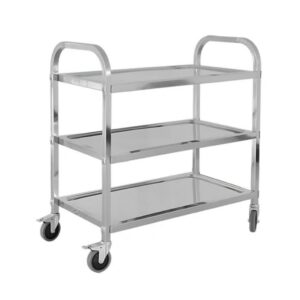 KitchenKnock Small Stainless Steel 3 Tier Serving Trolley 750 × 400 × 835mm