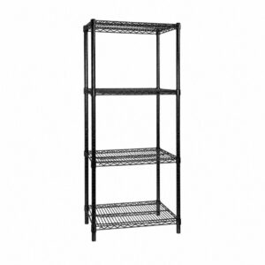 610mm Black Plasticised Kitchen Shelving 4 Tier 457D × 1880H mm