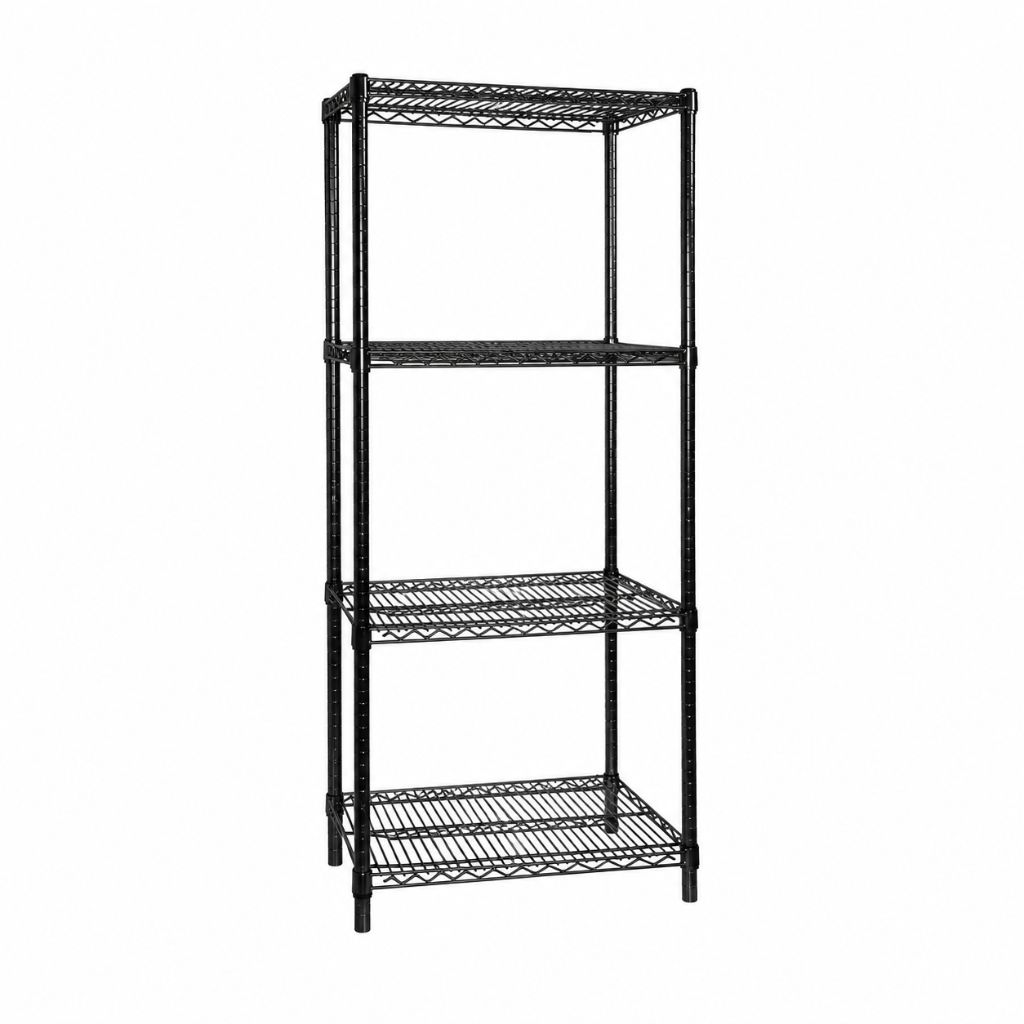 610mm Black Plasticised Kitchen Shelving 4 Tier 457D × 1880H mm