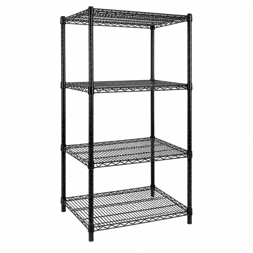 4 Tier Black Storage Kitchen Shelving 610W × 610D × 1880H mm